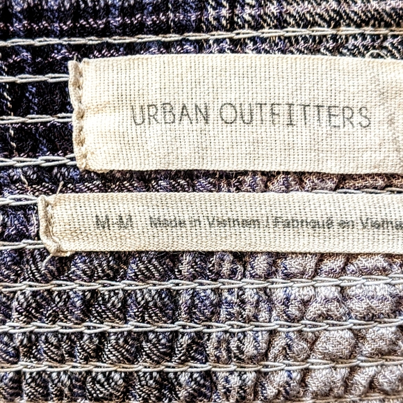 Urban Outfitters M navy plaid Juliette tunic mini top balloon sleeves sexy cute - Picture 6 of 8